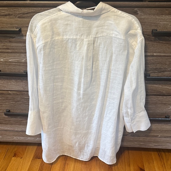 Zara Classic Linen White Button Down Shirt - Picture 5 of 6